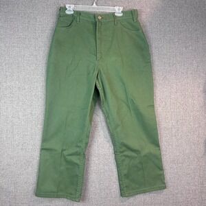 Vintage Green Wide Leg Trousers High Waisted Casual Pants Women's Size‎ 16
